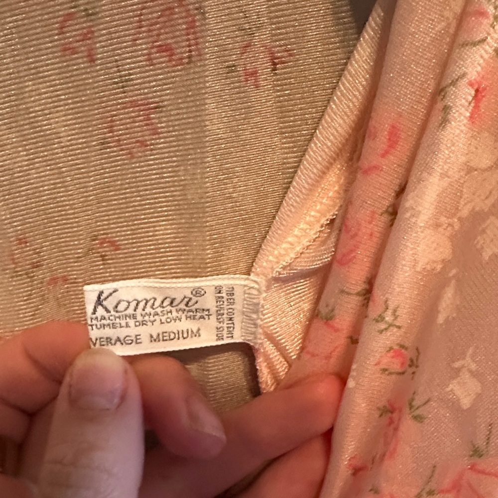 Komar Kids Pink Floral Satin Maxi Robe with Cream Accents - Picture 2 of 7